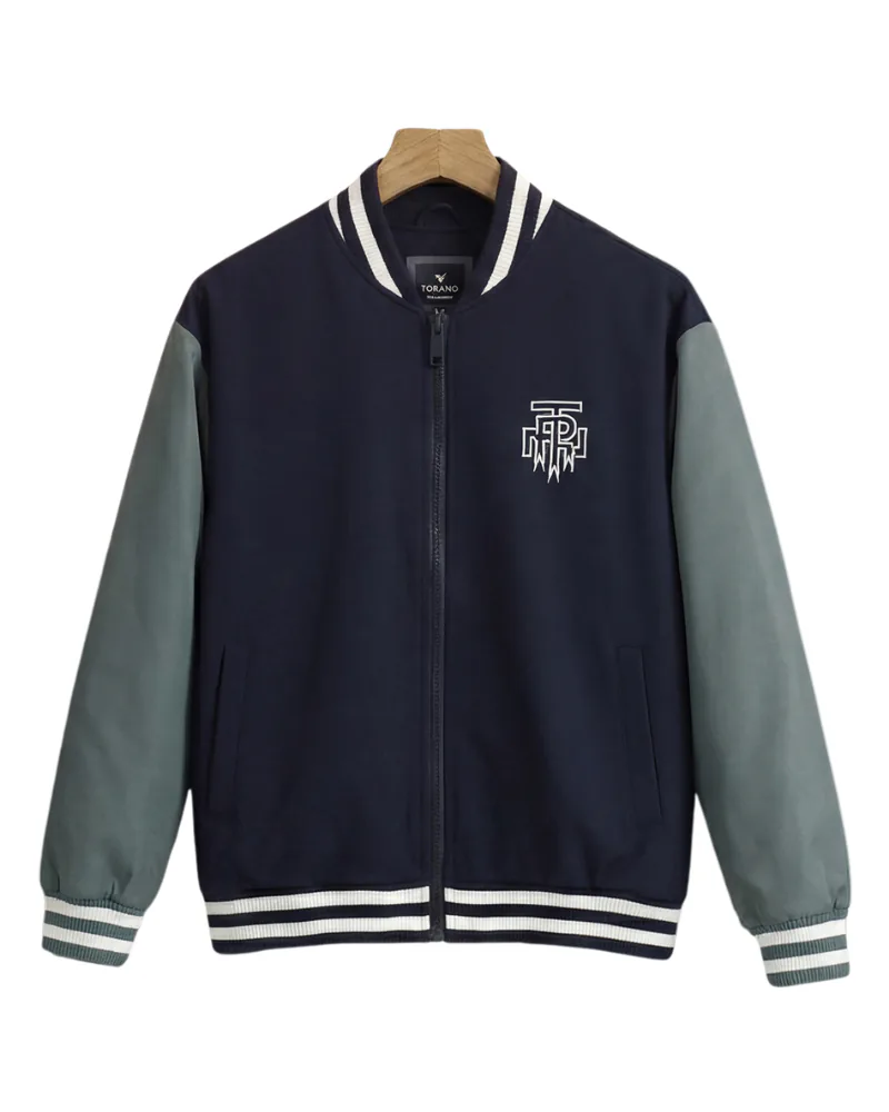 Áo khoác nỉ can phối cổ bomber thêu logo ngực GWCS501